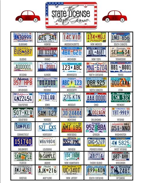 State License Plate Game Printable